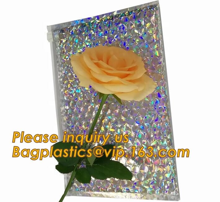 Cosmetic Pink Slider Padded Bag/Silver k Bag With Bubble,Padded Envelopes Cheap Aluminium Foil k Holographic