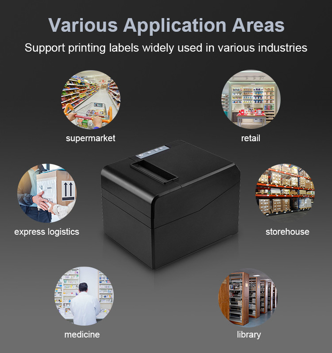 Auto Cutter 80mm 3 Inch Thermal Receipt Printer USB Bluetooth LAN Interface Desktop