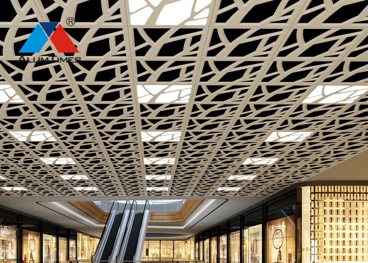 Moistureproof Clip In Perforated Aluminum Ceiling Tiles With Geometric Pattern