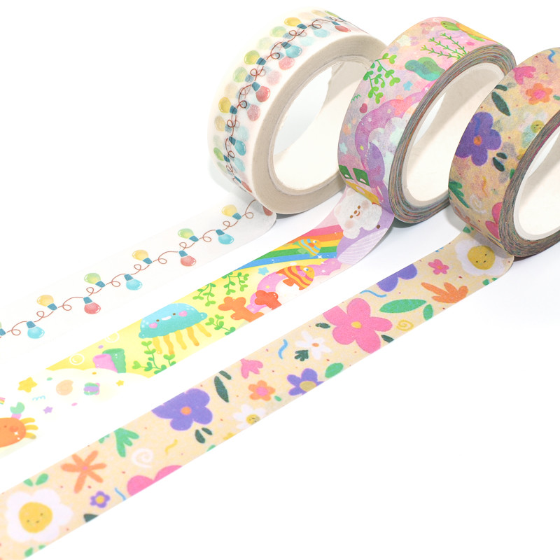 Custom Cartoon Design Bullet Journal Color Printed Washi Paper Masking Tape