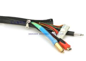 Quality Custom Diameter Zipper Sleeve Braided Wrap For Wire Cable Harness Organizer Easily wholesale