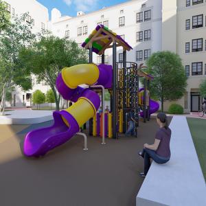 Quality LLDPE Plastic Galvanized steel pipe Kids Playground Slide For Physical Fitness wholesale