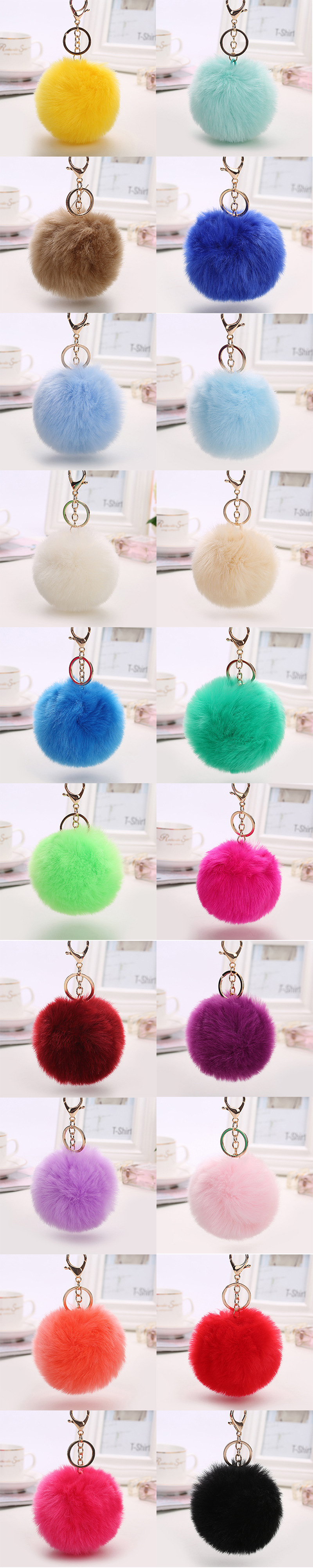 Handbag Pom Pom Fluffy Keyring , Faux Fur 120mm Unique Keychains For Women