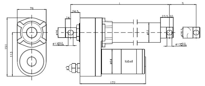 Fast 12V Linear actuator with potentiometer 100mm travel length, micro electric piston with feedback IP65