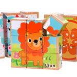 3D Wooden Building Blocks Educational Six Sided Cubes For Children
