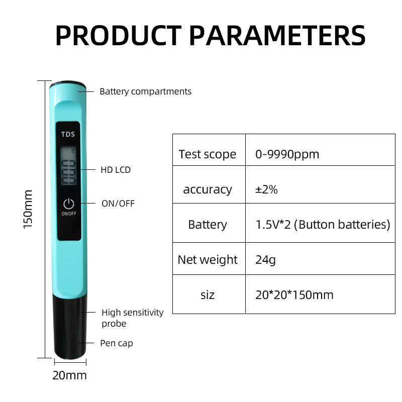 Customized Support ODM Digital Purity Tester for Measuring Temperature and TDS Levels