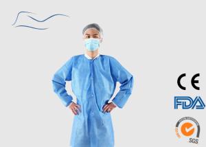 Quality Blue Color Chemistry Lab Coat , Water Resistant Non Woven Lab Coat 35G wholesale