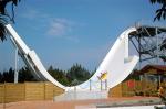 Banana Shape Water Park Slide Multicolour 12 Meters Pendulum Water Slide