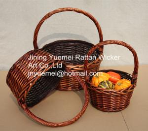 Quality willow food basket with handle brown three size wholesale