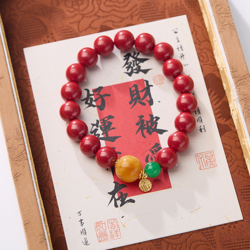Feng Shui Bracelet Cinnabar Bracelet, Cinnabar PiXiu Bracelet Prayer Beads Dragon Protection Bracelet For Men Women, Red Bead Bracelets Jewelry Gifts