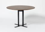 Hotel bedroom furniture Walnut wood veneer black metal base round dining table