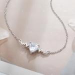 YASVITTI 925 Sterling Silver Heartbeat Necklace Heart Shape 8A Cubic Zircon