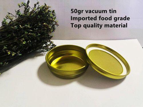 0.28mm Food Grade Tinplate Caviar Packaging Vacuum Empty Can 50g