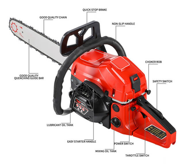 58cc 2300w Gasoline Chainsaw 12500r/min Wood Cutting Chainsaw
