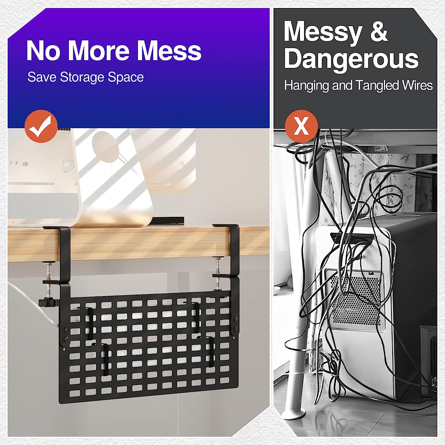 Steel Under Desk Cable Organizer Tray with High Capacity Adjustable Docking Station