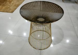 China Brown Surface 72cm Wrought Iron Glass Coffee Table on sale