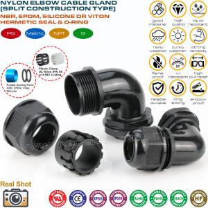 Quality Divided Type Right Angle (90° Elbow) Hermetic Metric Cable Glands IP68 with Locknuts &amp; Flat Gaskets wholesale