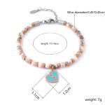 Natural stone chain peach heart bracelet, women's minimalist design, women's