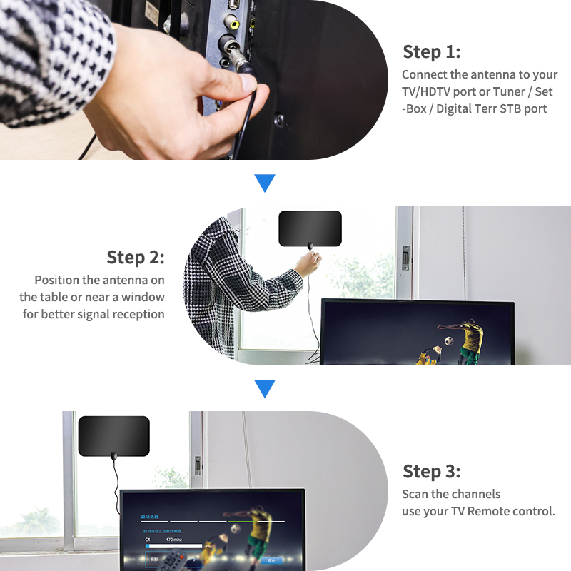 Newest DVB T2 SU HDTV Indoor Digital TV Antenna with IEC/F Male Connector and Reception