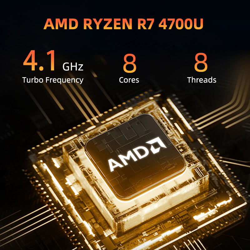 Mini PC AMD Ry-zen R7 4700U CPU Wifi6 BT5.2 16GB DDR4 512GB SSD Win11 Office Business With Win11 And Office Pre-installed