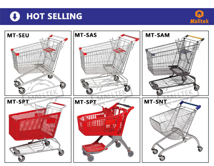 Fan Shaped V Type Foot Metal Shopping Trolley Cart For Supermarket