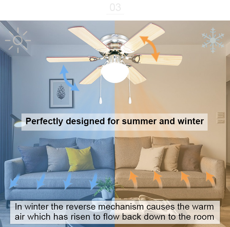 1stshine 32 Inch Ceiling Fan Light with 6 MDF Blades and Remote Control 10-Year Motor