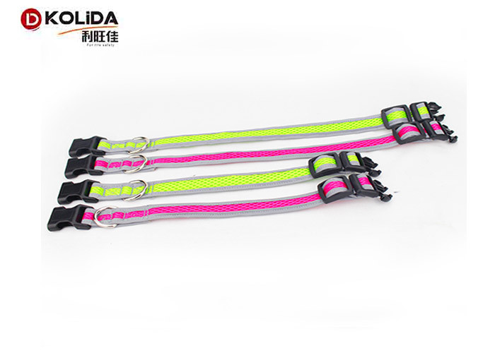 Two Gray Relflective Nylon Dog Collars Airmesh Material With High Tensile Strength
