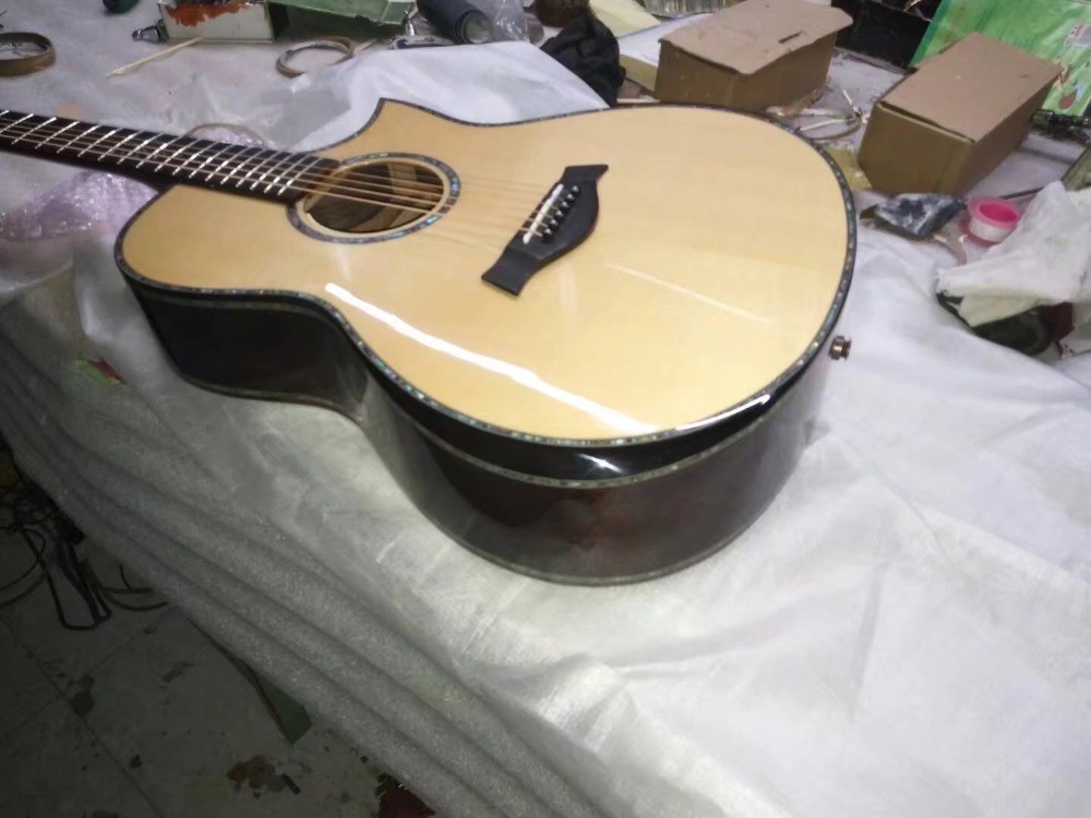 AAAA dreadnought body customize guitar cut-away AAAA all solid single cut armrest acoustic electric guitar