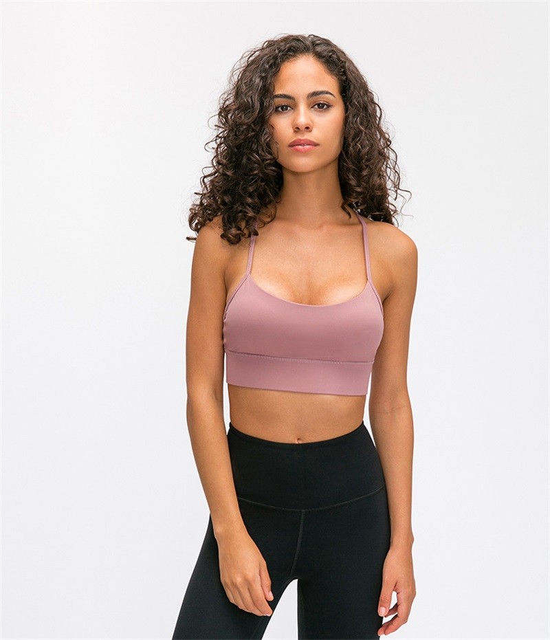 Flow Y Back Solid Color Sports Bra Pro Skin Widened Hem For Running Yoga Gym