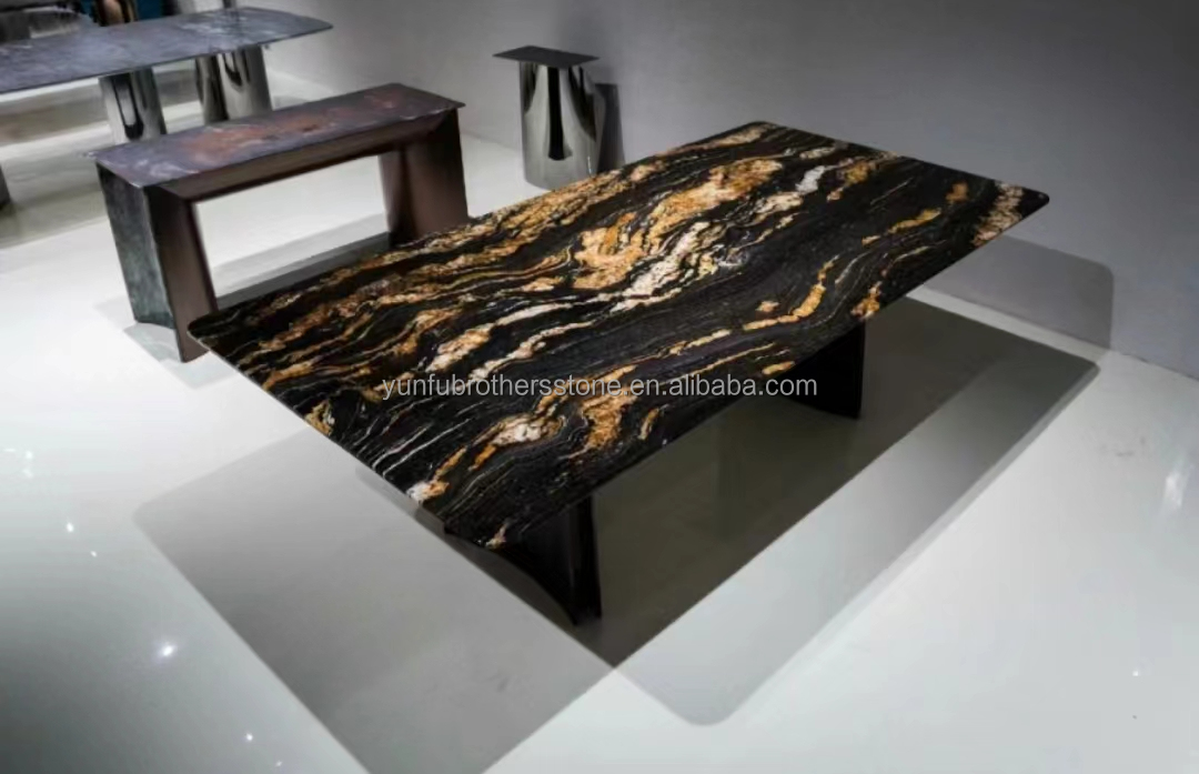 Polished Natural Stone Cosmic Gold Granite for Coffee Table and Countertops Modern Look