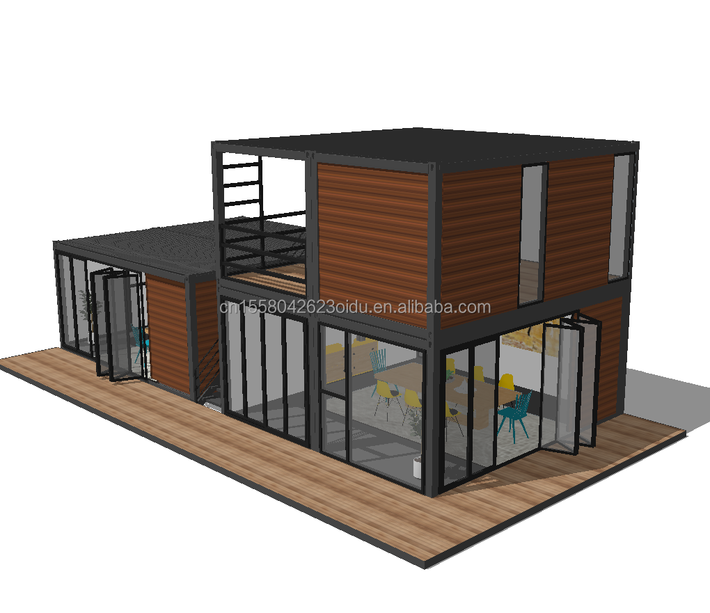 Galvanized Steel Bending 180g 20ft Double-Story Wooden Cabin Modular Prefab House for Urban Living or Vacation Rentals