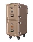Durable Brown Double Compartment Insulated Food Pan Transport Cart