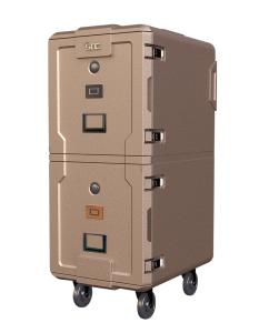 Quality Durable Brown Double Compartment Insulated Food Pan Transport Cart wholesale