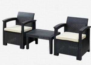 Quality Outdoor Garden Pp Rattan Wicker Chair And Table Set Metal Frame Folding wholesale