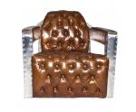 Vintage Leather Aviator Aluminum Chair With Buttons