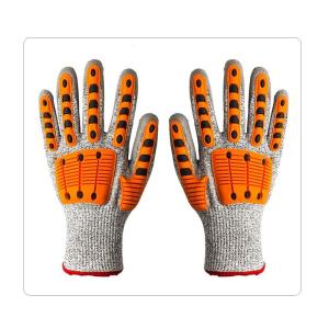 Quality Wood Working HPPE Cut Level 3 Impact Mechanics Gloves With Grey PU Dipping On Palm wholesale