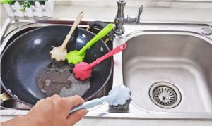 Quality Kitchen Cleaning Stainless Steel Scrubber With Handle Demountable Design wholesale