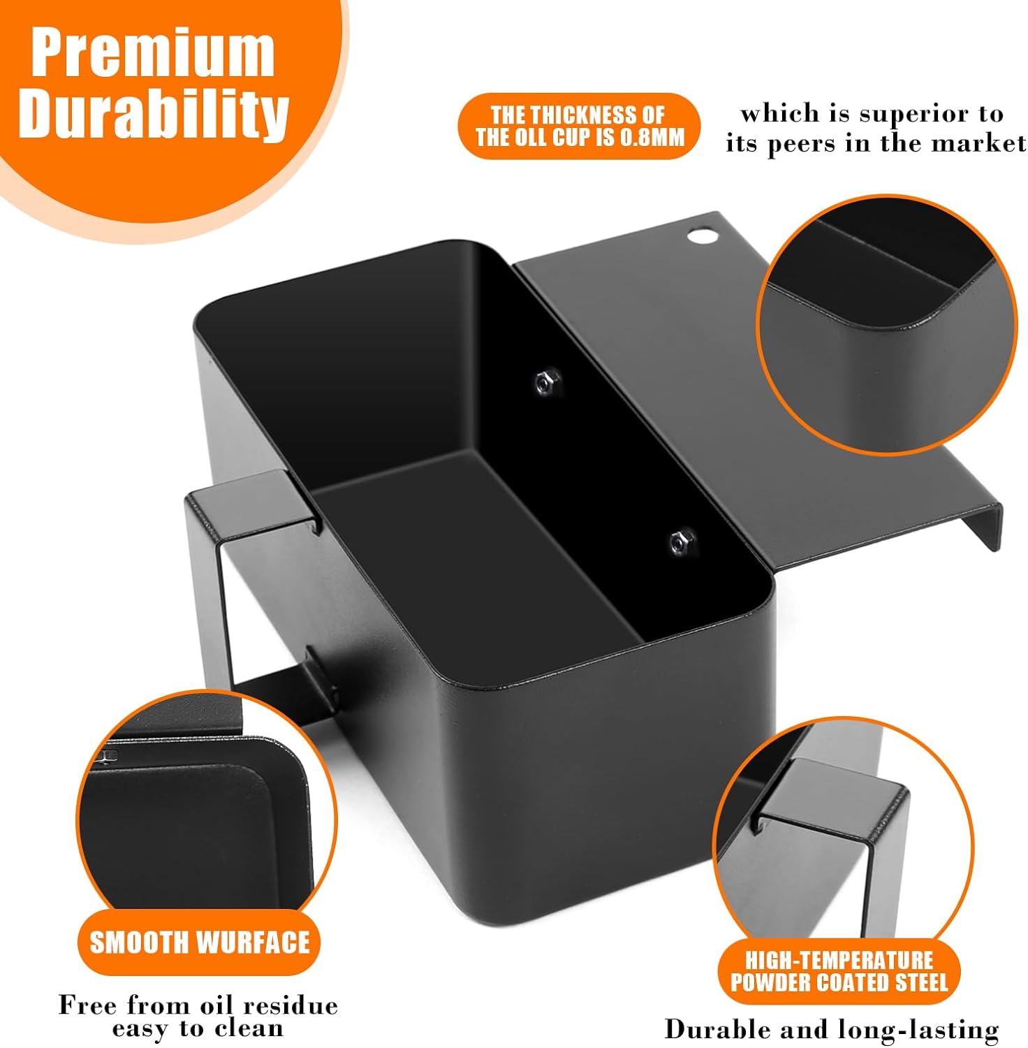 White Coated Rear Grease Cup Holders for Blackstone Griddle Flat Top Grill Accessories
