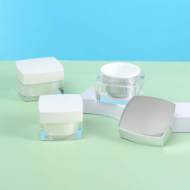 5g10g 15g Acrylic Base Material Luxury Black White Frosted Square Skin Care Cosmetic Facial Cream Plastic Container Cream Jar