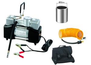 Quality Silver And Black Steel 12v Heavy Duty Air Compressor Double Cylinder With Gauge wholesale