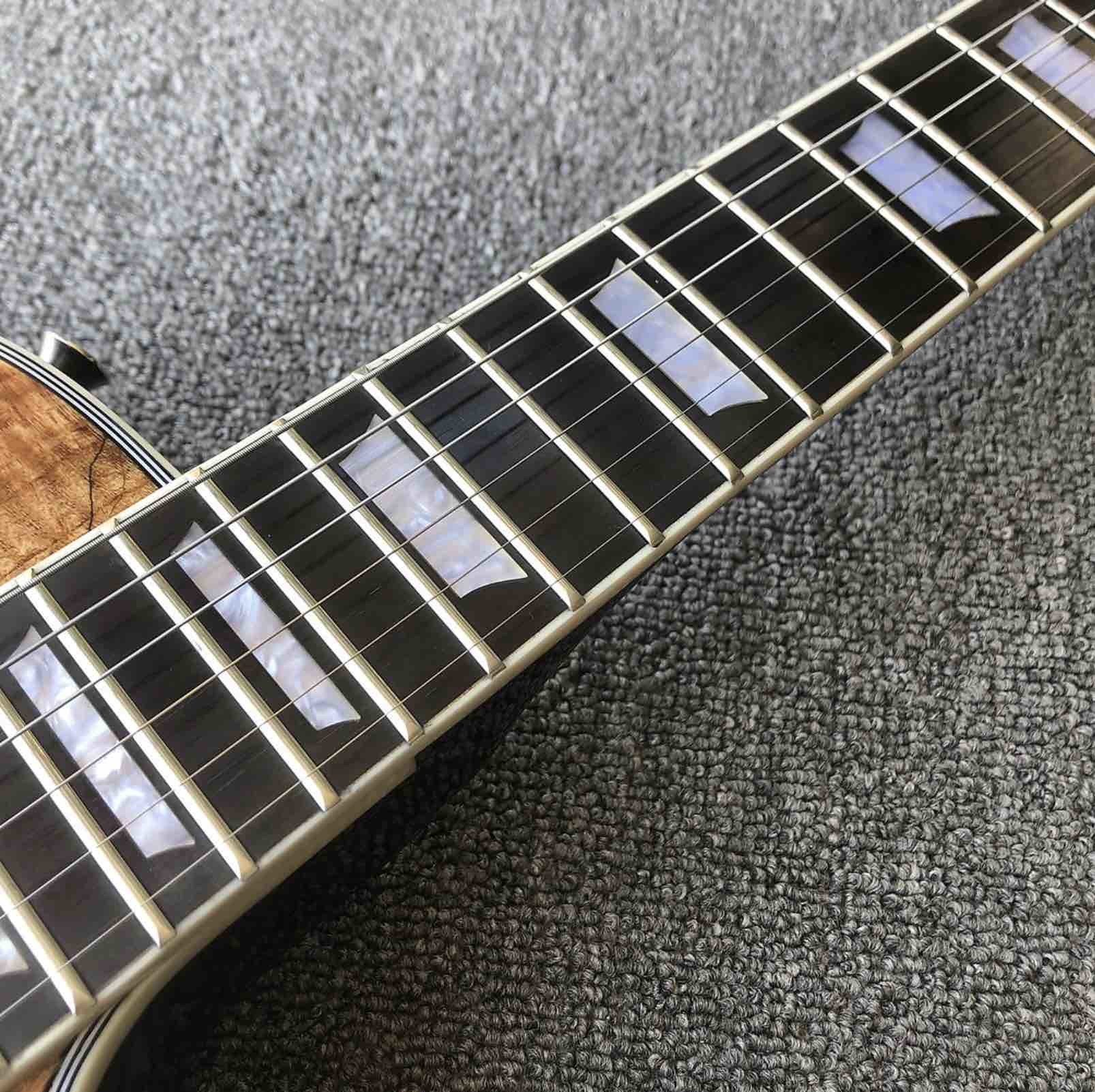 Top quality Grand Natural Maple top Electric Guitar, Solid Mahogany Body 6 strings Guitarra Gloss finish