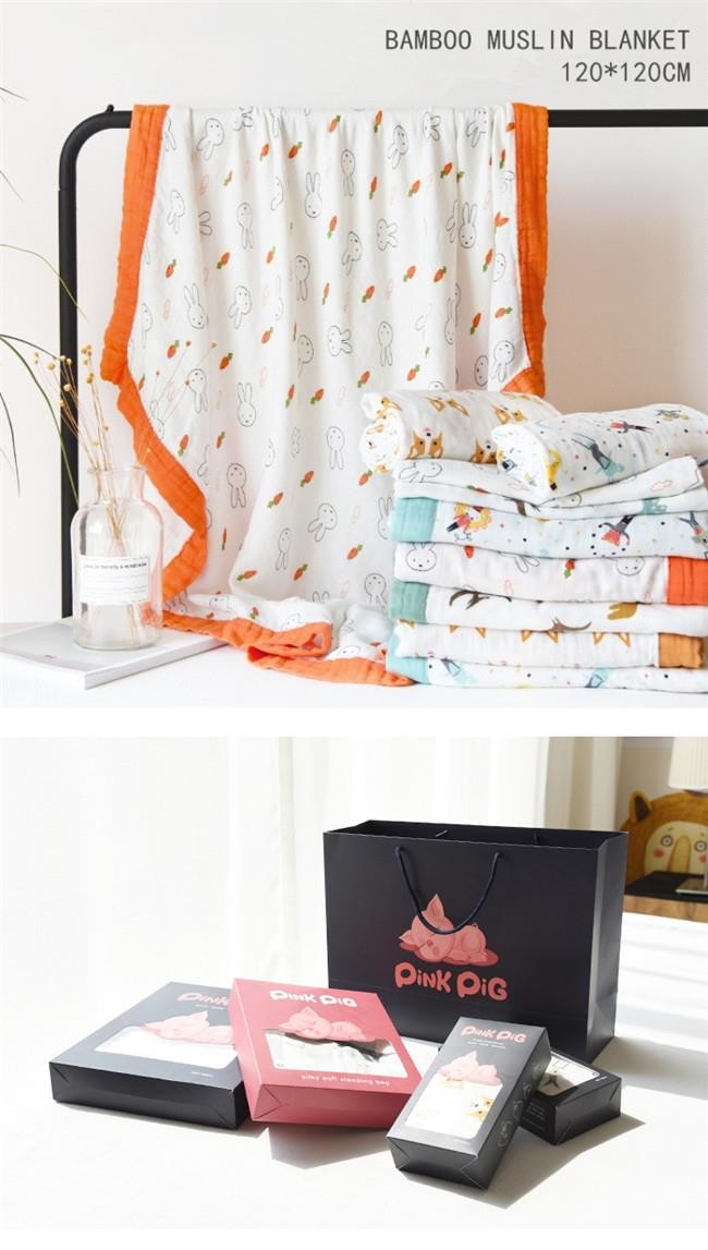 6 Layers Anti Bacterial Muslin Baby Blankets Super Absorbent For Summer