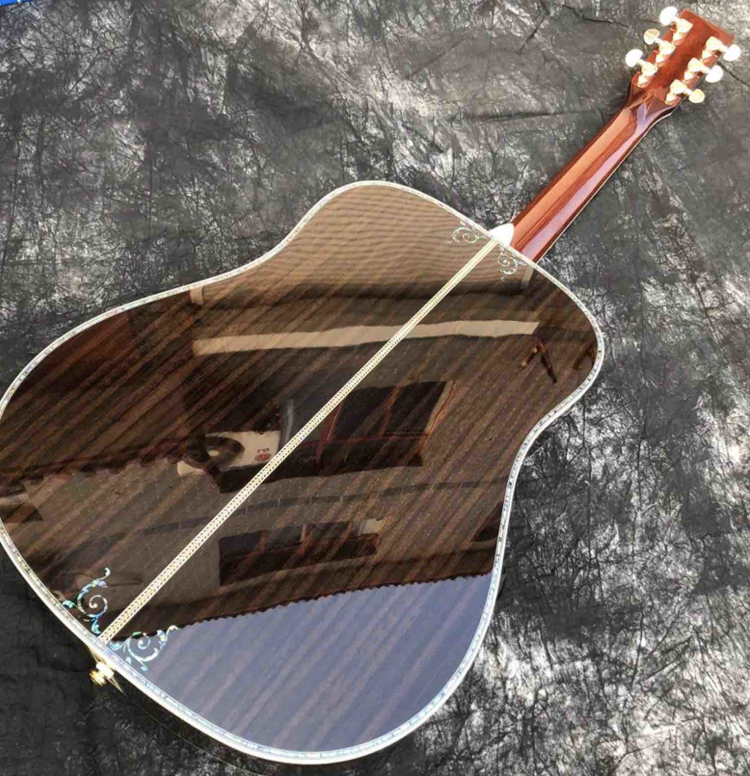 D style 41 inch solid spruce deluxe Abalone inlay acoustic guitar
