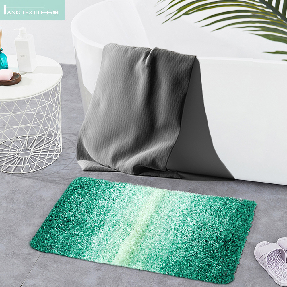 BSCI Shiny Green Shaggy Microfiber Tufted Bath Rug Runner