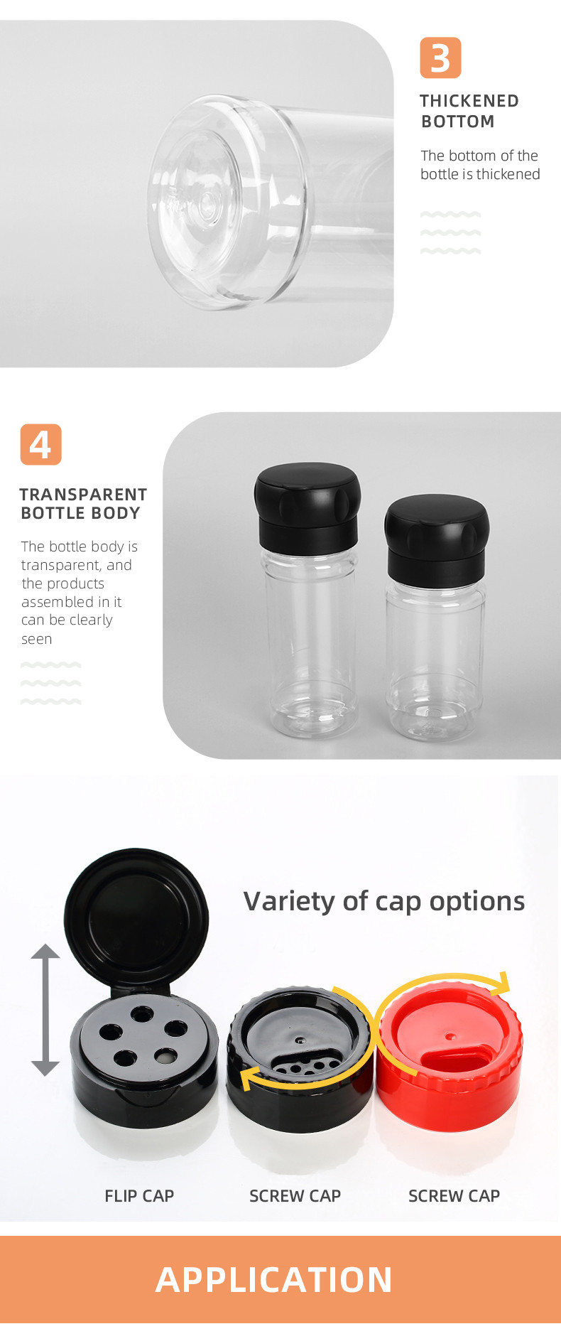 100Ml Plastic Spice Bottles Herbs Powders Seasoning Shaker Containers