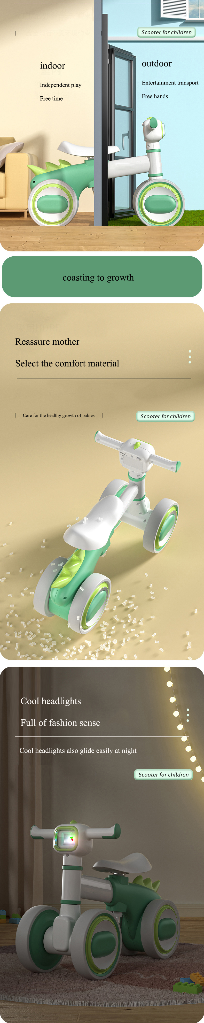 Children's Balance Bike with EVA Silent Wheel Scooter Baby Balance Car Bike Plastic Model