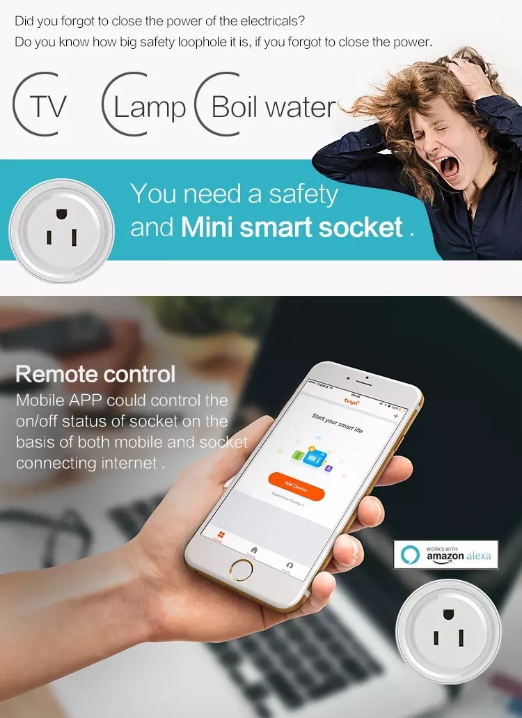 Flame Resistant Wifi Smart Plug Socket , App Controlled Socket For US Google Home