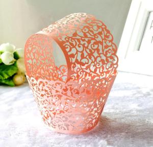 Quality Mini Size Decorative Cupcake Wrappers Pink Color For Party / Weddings wholesale