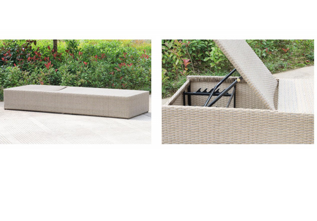 Rattan Beach Lounge Chair Sun Lounger Bed PE Rattan Garden Outdoor Swimming