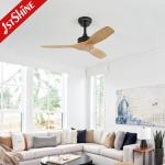 Small Size 35 Inches Solid Wood Blade Ceiling Fan Quiet Energy Saving DC Motor